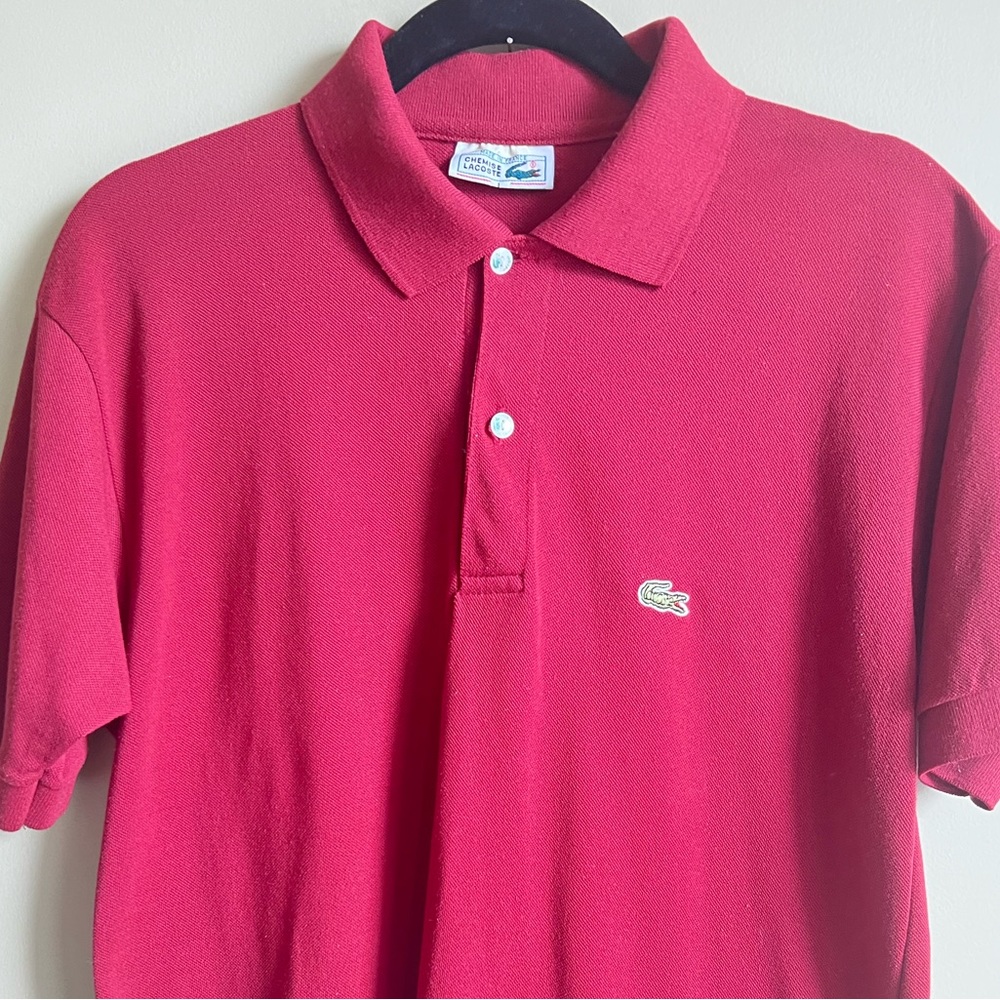 Vintage Men's Lacoste Polo Large *Made in France* Burgundy